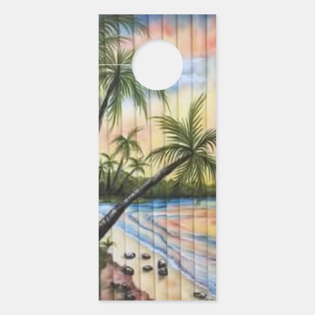 AFFICHETTE DE PORTE PALMIERS TROPICAUX AVEUGLES DE PLAGE (Devant)