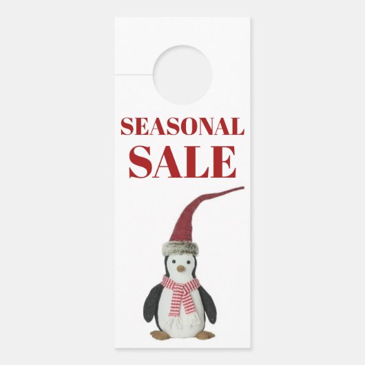 Affichette De Porte Panneau de vente à suspendre - Pingouin de vente s (Devant)