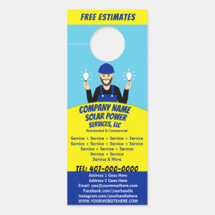 Affichette De Porte Panneaux solaires Lumière Services Porte de l'entr