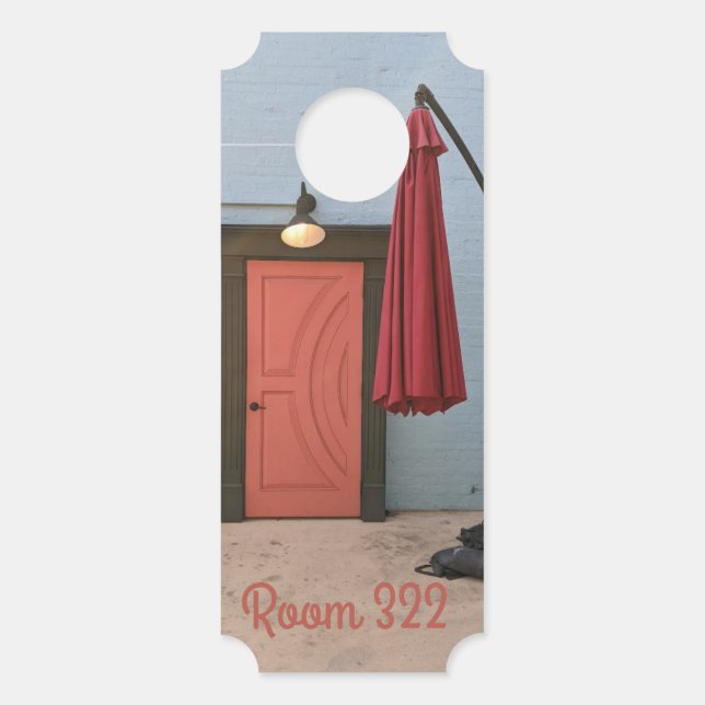 Affichette de porte parapluie rouge Porte orange (Devant)