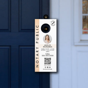 Affichette De Porte Peach Moderne Simple Notaire Public Photo Logo QR