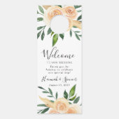 Affichette De Porte Peach Roses | Accueil Mariage et ne pas déranger (Devant)
