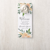 Affichette De Porte Peach Roses | Accueil Mariage et ne pas déranger (Sur le bouton)