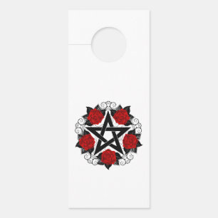 Affichette De Porte Pentagramme aux roses rouges