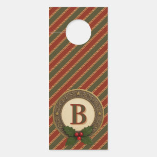 Affichette De Porte personnalisé traditionnel coloré Noël rayé