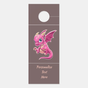 Affichette De Porte Petit Bébé Dragon violet rose chambre pour enfants