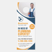 Affichette De Porte Plomberie professionnelle Réparation Plumber Bleu (Devant)