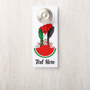 Affichette De Porte Poing de résistance palestinienne sur Watermelon