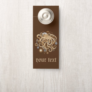 Affichette De Porte Poulpe Steampunk Rétro Fantastique Mécanique