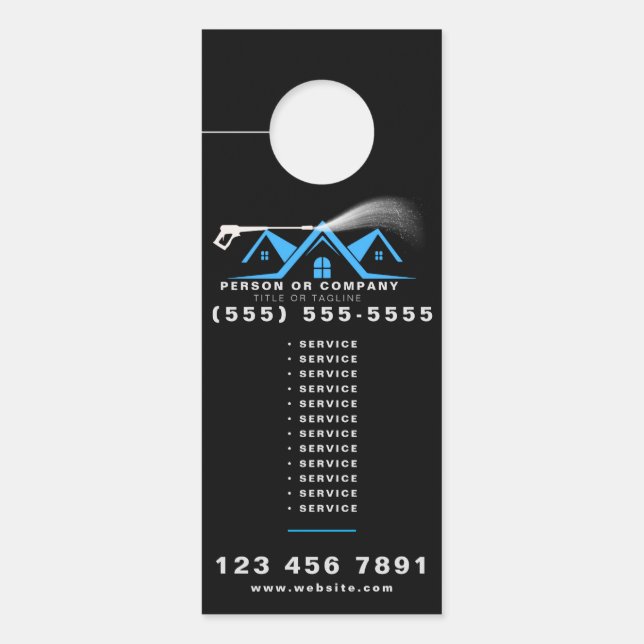 Affichette De Porte Power Washer House Cleaning Pressure Washing (Devant)