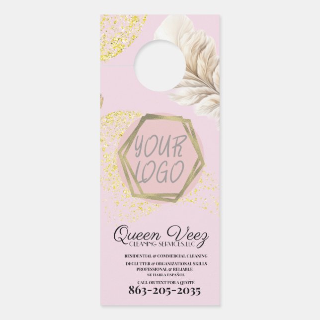 Affichette De Porte Professional Cleaning Services Girly (Devant)