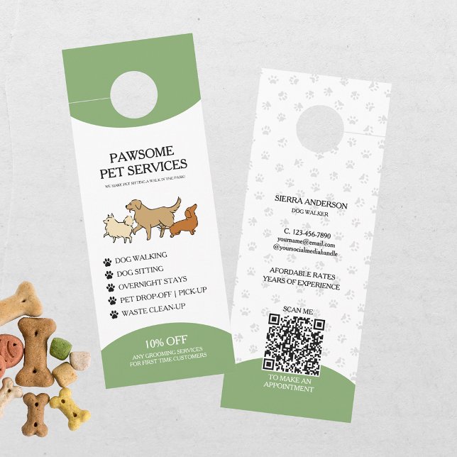 Affichette De Porte Promenade de chiens Garde d'animaux Code QR (Créateur téléchargé)