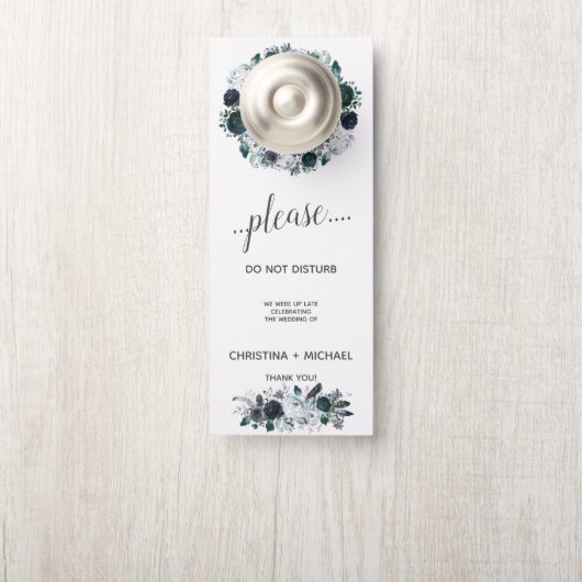 Affichette De Porte Quelque chose de bleu | Invité Mariage Ne Disturbe (Sur le bouton)