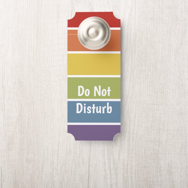 Affichette De Porte Rainbow Ne Disturbe Pas Couleur Muet Personnalisée (Sur le bouton)