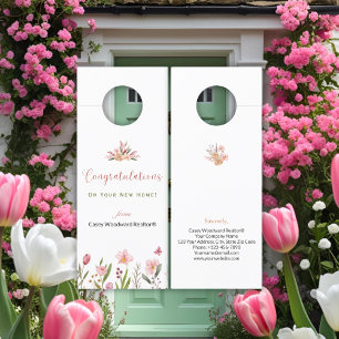 Affichette De Porte Realtor Félicitations Fleurs Personnalisées