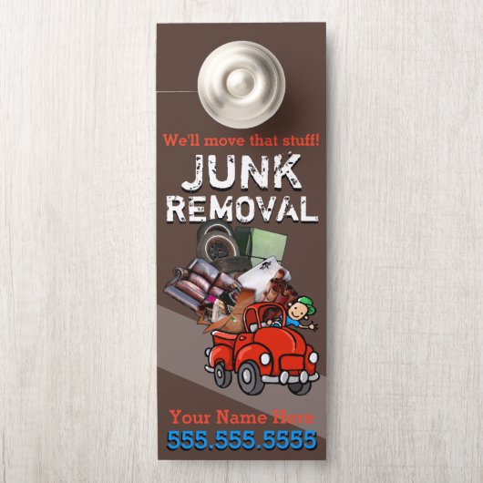 Affichette De Porte Récupération de la junk Garbage Hauling Red Pickup