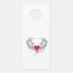 Affichette De Porte Red Angel Coeur avec ailes
