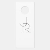 Affichette De Porte Remplacement des initiales | Noir en blanc (Devant)