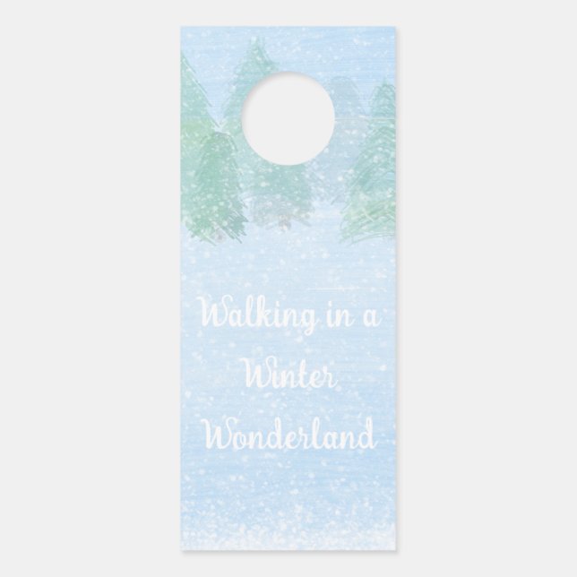 Affichette De Porte Renard dans un porte-clés de forêt enneigée (Dos)