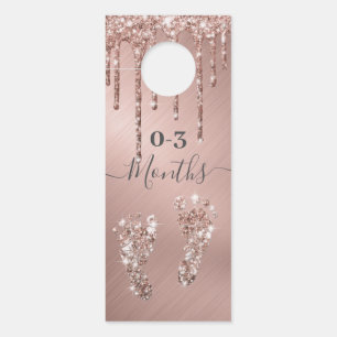 Affichette De Porte Rose Gold Parties scintillant Drives Pieds Baby Cl