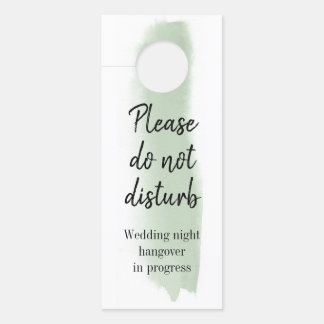 Affichette De Porte Sage Vert Aquarelle Brush Strot Ne Disturbe Pas