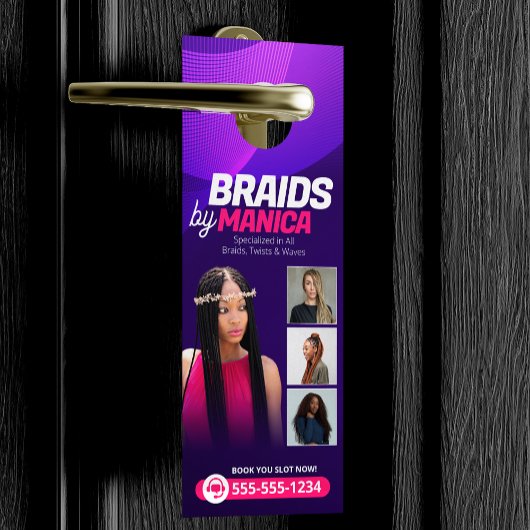 Affichette De Porte Salon de Braiing Moderne Prolongations de cheveux 