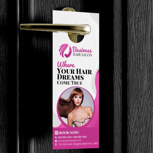 Affichette De Porte Salon de services de coiffure moderne et de maquil