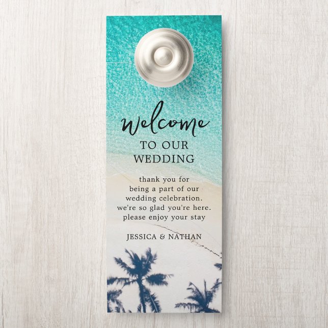 Affichette De Porte Sandy & Salty Beach I Palm Trees I Mariage Bienven (Créateur téléchargé)
