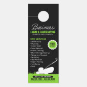 Affichette De Porte Service d'aménagement paysager de la pelouse noire (Devant)