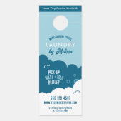 Affichette De Porte Service de blanchisserie moderne bleu et blanc (Dos)