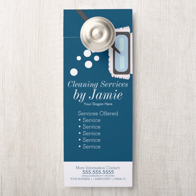 Affichette De Porte Service de nettoyage Boucles d'affaires Mop (Sur le bouton)