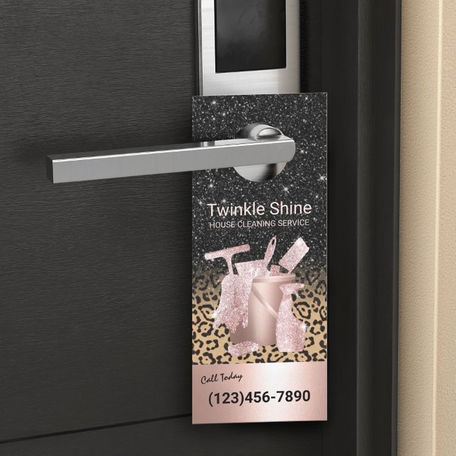 Affichette De Porte Service de nettoyage de la maison Empreinte de léo (Créateur téléchargé)