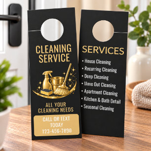 Affichette De Porte Service de nettoyage de maison Gold Maid
