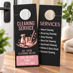 Affichette De Porte Service de nettoyage de maison rose moderne pour f