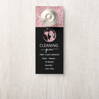 Affichette De Porte Service de nettoyage rose Rose