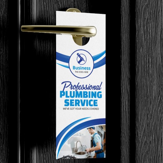 Affichette De Porte Service de plomberie bleu Réparation Plomber Entre