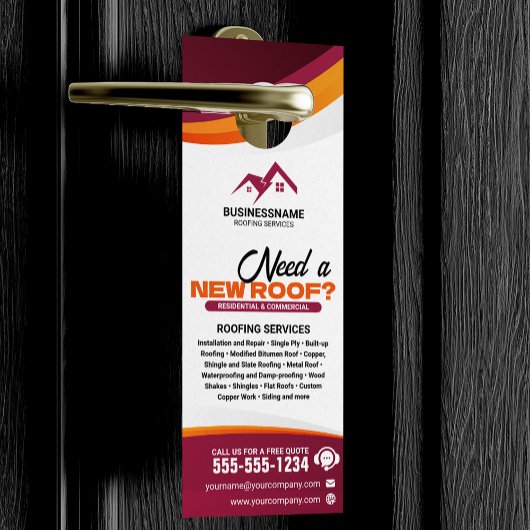 Affichette De Porte Service d'installation des réparations de toitures