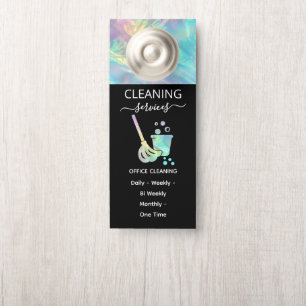 Affichette De Porte Service holographique de nettoyage Office