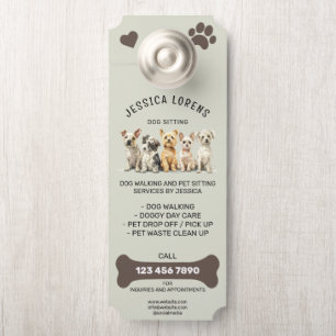 Affichette De Porte Services de promenade de chien mignon et de garde