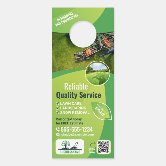 Affichette De Porte Services modernes de jardinage (Devant)