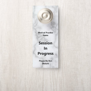 Affichette De Porte Session En Cours Faux Marbre blanc Texte noir