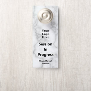 Affichette De Porte Session En Cours Faux Marbre blanc Votre Logo