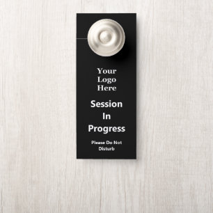 Affichette De Porte Session en cours Logo d'affaires noir et blanc