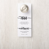 Affichette De Porte Shhh Black Brush Script Ne Disturb Pas Mariage (Sur le bouton)