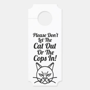 Affichette De Porte S'il vous plaît ne laissez pas le chat dehors ou l