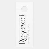 Affichette De Porte Simple Blanc Mariage Noir Réservé (Devant)