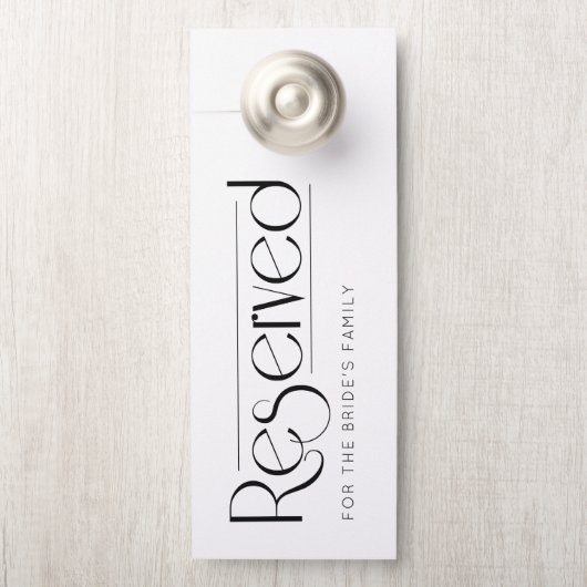 Affichette De Porte Simple Blanc Mariage Noir Réservé (Sur le bouton)