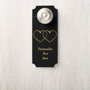 Affichette De Porte Simple Elegance Gold & Black Hearts Chambre Jointe
