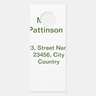 Affichette De Porte Simple minimal vert ajoutez votre texte nom photo