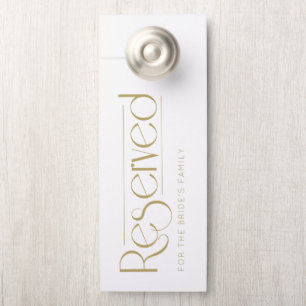 Affichette De Porte Simple Réserve de Mariage en Or Blanc
